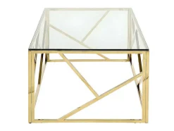 Mesa De Centro Em Vidro Temperado E Aco Cromado Disponivel Em Dourado - Athena De Pascal Morabito