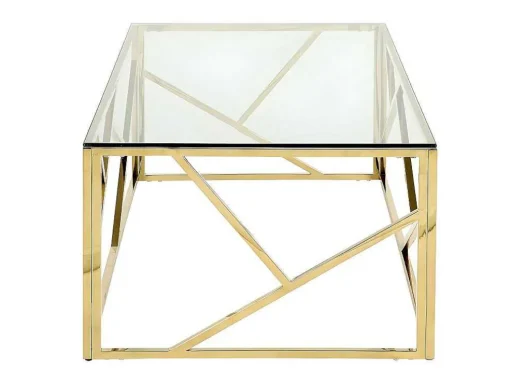 Mesa De Centro Em Vidro Temperado E Aco Cromado Disponivel Em Dourado - Athena De Pascal Morabito