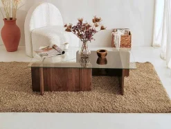 Mesa De Centro Em Vidro Temperado Natural E Transparente - Azra