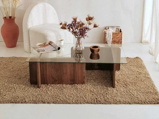 Mesa De Centro Em Vidro Temperado Natural E Transparente - Azra