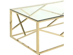 Mesa De Centro Em Vidro Temperado E Aco Cromado Disponivel Em Dourado - Athena De Pascal Morabito