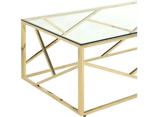 Mesa De Centro Em Vidro Temperado E Aco Cromado Disponivel Em Dourado - Athena De Pascal Morabito