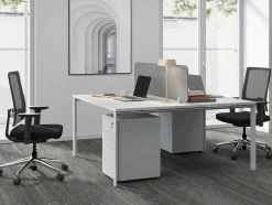 Mesa De Escritório 2 Péssoas Branco C140 Cm, Com Separador - Downtown