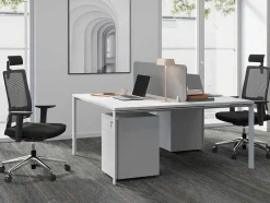Mesa De Escritório 2 Péssoas Branco C120 Cm, Com Separador - Downtown