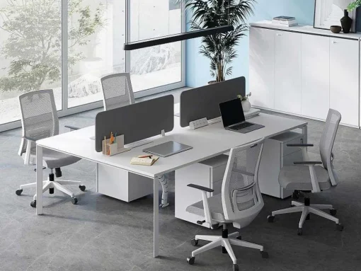 Mesa De Escritório 4 Péssoas Branco C120 Cm, Com Separador - Downtown
