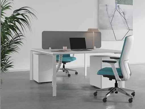 Mesa De Escritório 2 Péssoas Branco C160 Cm, Com Separador - Downtown
