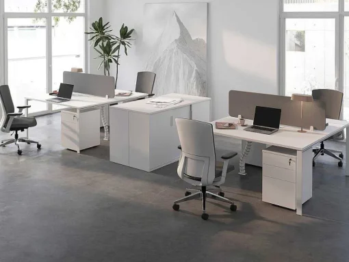 Mesa De Escritório 2 Péssoas Branco C160 Cm, Com Separador - Downtown