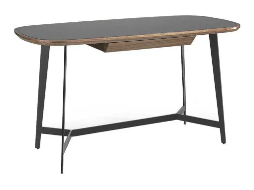 Mesa De Escritório Com Tampo De Madeira Folheada A Nogueira 3137