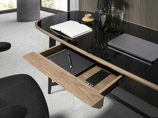 Mesa De Escritório Com Tampo De Madeira Folheada A Nogueira 3137