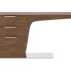 Mesa De Escritório Em Madeira Folheada A Nogueira Com Duas Gavetas Simples 3012