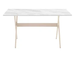 Mesa De Jantar 6 Lugares Em Mdf E Faia Branco E Natural Claro - Serani
