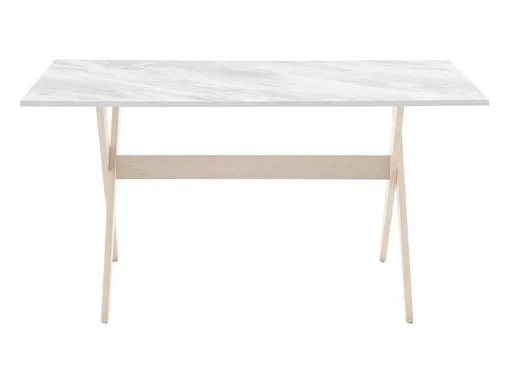 Mesa De Jantar 6 Lugares Em Mdf E Faia Branco E Natural Claro - Serani