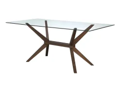 Mesa De Jantar De 6 Lugares Em Vidro Temperado E Faia - Belinda