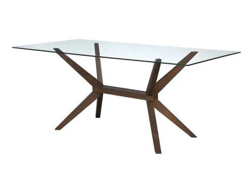 Mesa De Jantar De 6 Lugares Em Vidro Temperado E Faia - Belinda