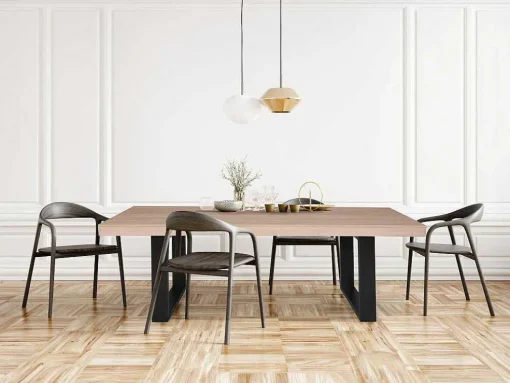 Mesa De Jantar De 8 Lugares Cor Natural E Preto - Nadiege