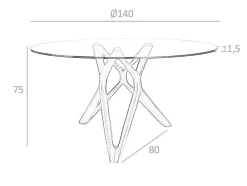 Mesa De Jantar Em Vidro E Pés Em Madeira 1108