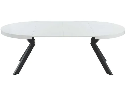 Mesa De Jantar Extensivel De 4 A 8 Lugares Em Mdf E Aco Lacado A Branco E Preto - Komoni
