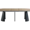 Mesa De Jantar Extensivel De 8 A 14 Lugares Mdf E Metal Natural Claro E Preto - Felanio