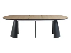 Mesa De Jantar Extensivel De 8 A 14 Lugares Mdf E Metal Natural Claro E Preto - Felanio