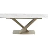 Mesa De Jantar Extensivel 6 A 10 Lugares Em Ceramica E Metal, Efeito Marmore Branco E Bege - Malata De Pascal Morabito
