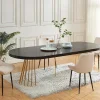 Mesa De Jantar Extensivel De 2 A 12 Lugares Em Mdf E Aco Preto E Dourado - Firela