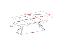 Mesa De Jantar Extensivel De 4 A 8 Lugares Em Mdf E Aco Lacado A Branco E Preto - Komoni