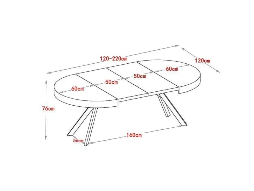 Mesa De Jantar Extensivel De 4 A 8 Lugares Em Mdf E Aco Lacado A Branco E Preto - Komoni
