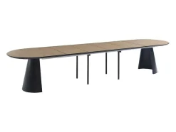 Mesa De Jantar Extensivel De 8 A 14 Lugares Mdf E Metal Natural Claro E Preto - Felanio