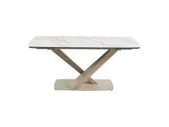 Mesa De Jantar Extensivel 6 A 10 Lugares Em Ceramica E Metal, Efeito Marmore Branco E Bege - Malata De Pascal Morabito