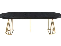 Mesa De Jantar Extensivel De 2 A 12 Lugares Em Mdf E Aco Preto E Dourado - Firela