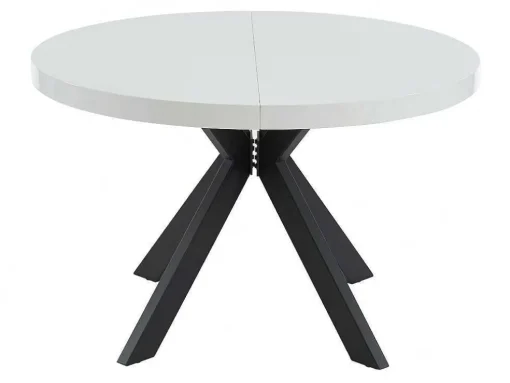 Mesa De Jantar Extensivel De 4 A 8 Lugares Em Mdf E Aco Lacado A Branco E Preto - Komoni