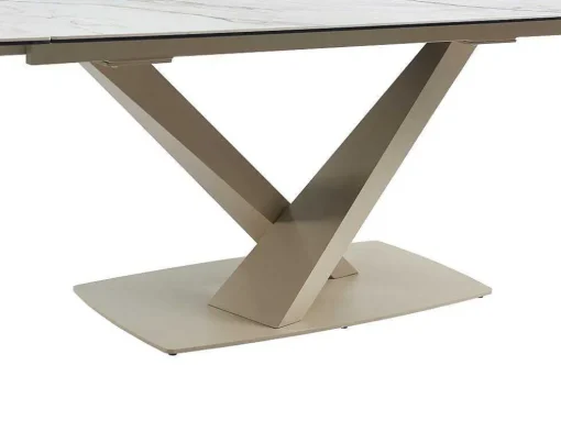 Mesa De Jantar Extensivel 6 A 10 Lugares Em Ceramica E Metal, Efeito Marmore Branco E Bege - Malata De Pascal Morabito