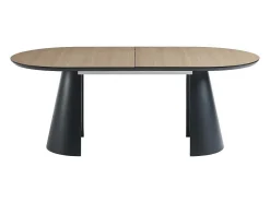 Mesa De Jantar Extensivel De 8 A 14 Lugares Mdf E Metal Natural Claro E Preto - Felanio