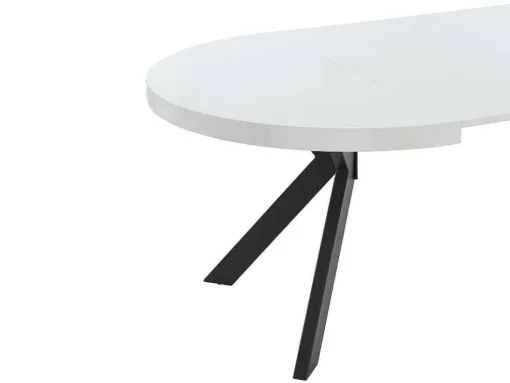 Mesa De Jantar Extensivel De 4 A 8 Lugares Em Mdf E Aco Lacado A Branco E Preto - Komoni