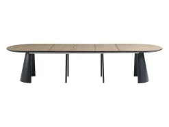 Mesa De Jantar Extensivel De 8 A 14 Lugares Mdf E Metal Natural Claro E Preto - Felanio