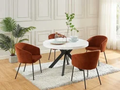 Mesa De Jantar Extensivel De 4 A 8 Lugares Em Mdf E Aco Lacado A Branco E Preto - Komoni