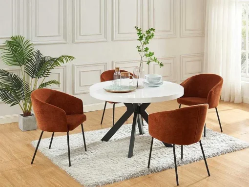 Mesa De Jantar Extensivel De 4 A 8 Lugares Em Mdf E Aco Lacado A Branco E Preto - Komoni