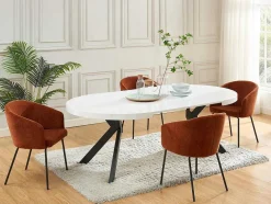 Mesa De Jantar Extensivel De 4 A 8 Lugares Em Mdf E Aco Lacado A Branco E Preto - Komoni