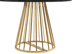 Mesa De Jantar Extensivel De 2 A 12 Lugares Em Mdf E Aco Preto E Dourado - Firela