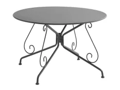 Mesa De Jardim D.120 Cm Metal Estilo Ferro Forjado Antracite - Guermantes De Mylia