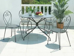 Mesa De Jardim D.120 Cm Metal Estilo Ferro Forjado Antracite - Guermantes De Mylia