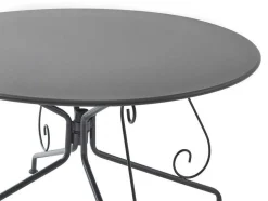 Mesa De Jardim D.120 Cm Metal Estilo Ferro Forjado Antracite - Guermantes De Mylia