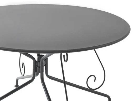 Mesa De Jardim D.120 Cm Metal Estilo Ferro Forjado Antracite - Guermantes De Mylia