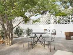 Mesa De Jardim D.120 Cm Metal Estilo Ferro Forjado Antracite - Guermantes De Mylia