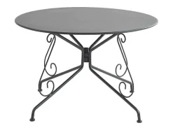 Mesa De Jardim D.120 Cm Metal Estilo Ferro Forjado Antracite - Guermantes De Mylia