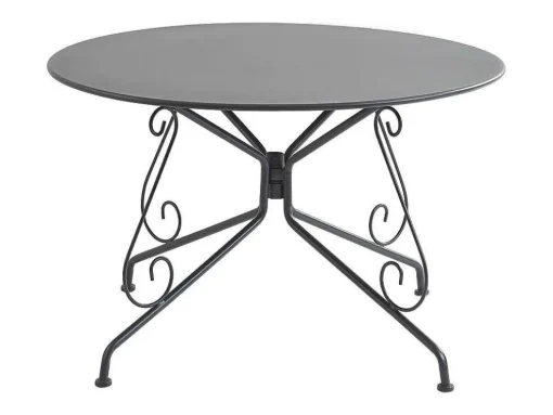 Mesa De Jardim D.120 Cm Metal Estilo Ferro Forjado Antracite - Guermantes De Mylia