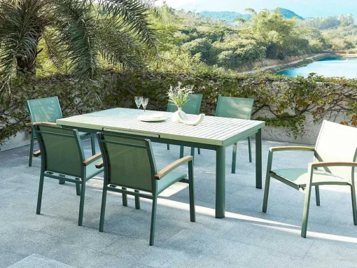 Mesa De Jardim Extensivel Em Aluminio 180/240 Cm Verde-Amendoa - Nauru