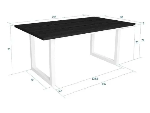 Mesa De Sala De Jantar, 8 Péssoas, 170, Robusto E Estavel Gracas A Sua Estrutura E Pernas Solidas, Preto, Estilo Industrial