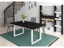 Mesa De Sala De Jantar, 8 Péssoas, 170, Robusto E Estavel Gracas A Sua Estrutura E Pernas Solidas, Preto, Estilo Industrial