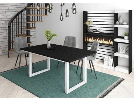 Mesa De Sala De Jantar, 8 Péssoas, 170, Robusto E Estavel Gracas A Sua Estrutura E Pernas Solidas, Preto, Estilo Industrial